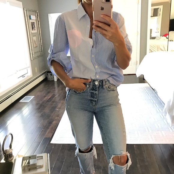 Brooks Brothers Tops - Brooks Brothers RARE pink blue white stripe shirt